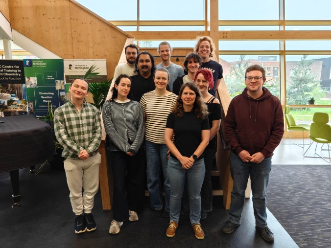Photo showing the O'Duill research group in the GSK Carbon Neutral Laboratory winter garden